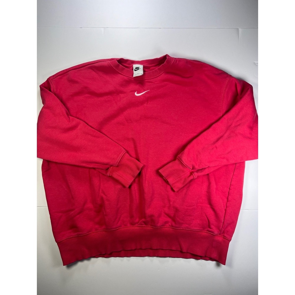 Nike Crewneck Sweatshirt Large Pink Mini Swoosh Embroidered Pullover 0251